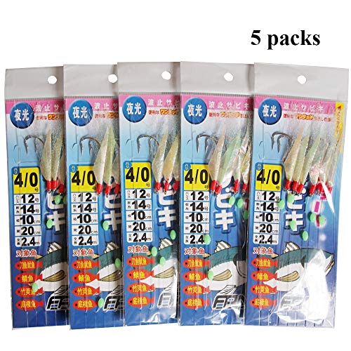 5 Packs Fishing Rigs Fishing Luminous Fish Bait Rigs True Fish Skin