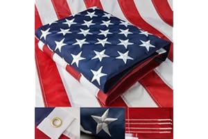 JEGATOO American Flags for Outside 3x5 Ft Embroidered Stars USA Flag Striped patchwork sewing 180D Nylon Waterproof UV Resistant with Brass Grommets Tear Resistant US Outdoor Flags