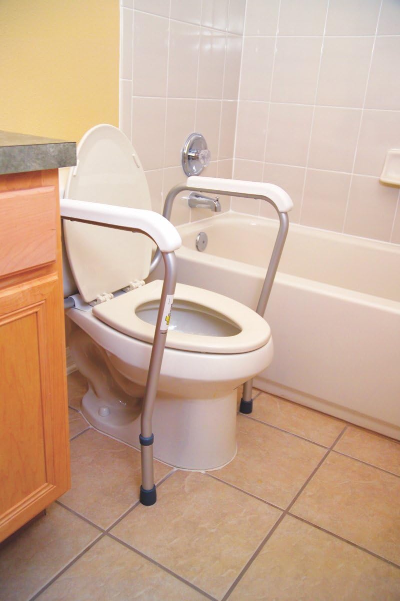 Essential Medical Supply Height Adjustable Standing Toilet Safety Rail with Foam Handles, 1count : Beauty
