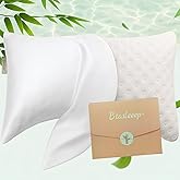 Curved Pillowcase for Side Sleeper Pillow, 1 Pack Bamboo-Derived Rayon Cooling Crescent Pillow Cover with Zipper, Replacement Case for Curved/Moon Pillow, White, Queen Size 20" × 30"