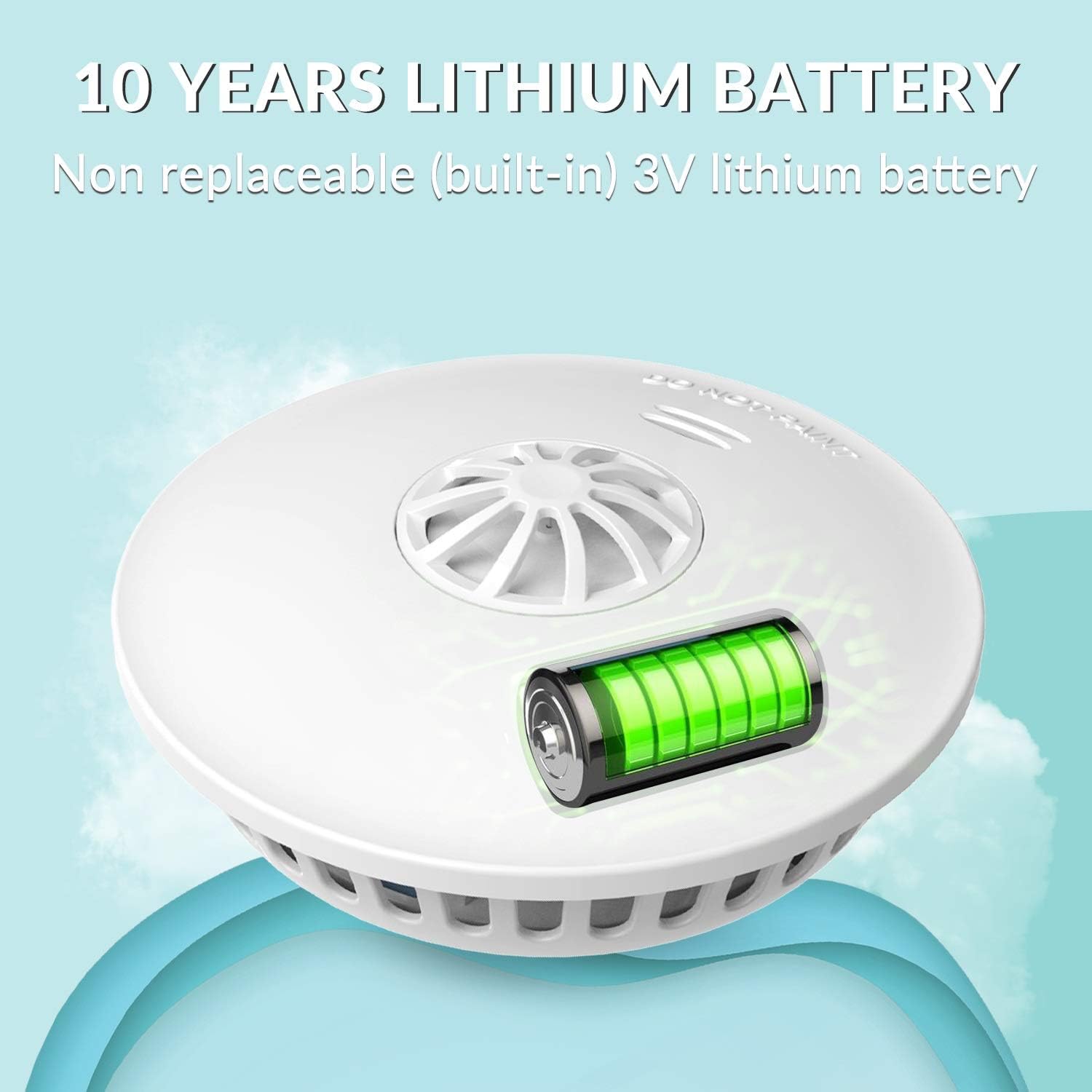 Ecoey Smoke Detector 10 Year Battery, Smoke and Heat Alarm with Test Button, for Home Bedroom and Kitchen, FJ192, 1 Pack - - 