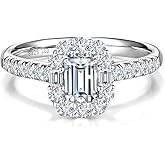 AGVANA Boundless Devotion 0.8-1.8 Ct. Tw. Lab Grown Diamond Halo Engagement Ring in Sterling Silver 0.3-1 Carat Main Stone Promise Anniversary Wedding Ring for Women Her(D-E Color, VS Clarity)