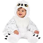 Infant Owl Halloween Costume | Baby Plush Bird Hooded Jumpsuit with Attached Booties | Ideal for Boys and Girls Dress-up