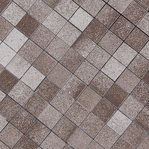 chinatera Peel and Stick Tile Kitchen Backsplash Sticker Aluminum Foil Mural Mosaic Wall Paper Waterproof Removable High Temperature Resistant Self-Adhesive, 18" x 79" (Brown)