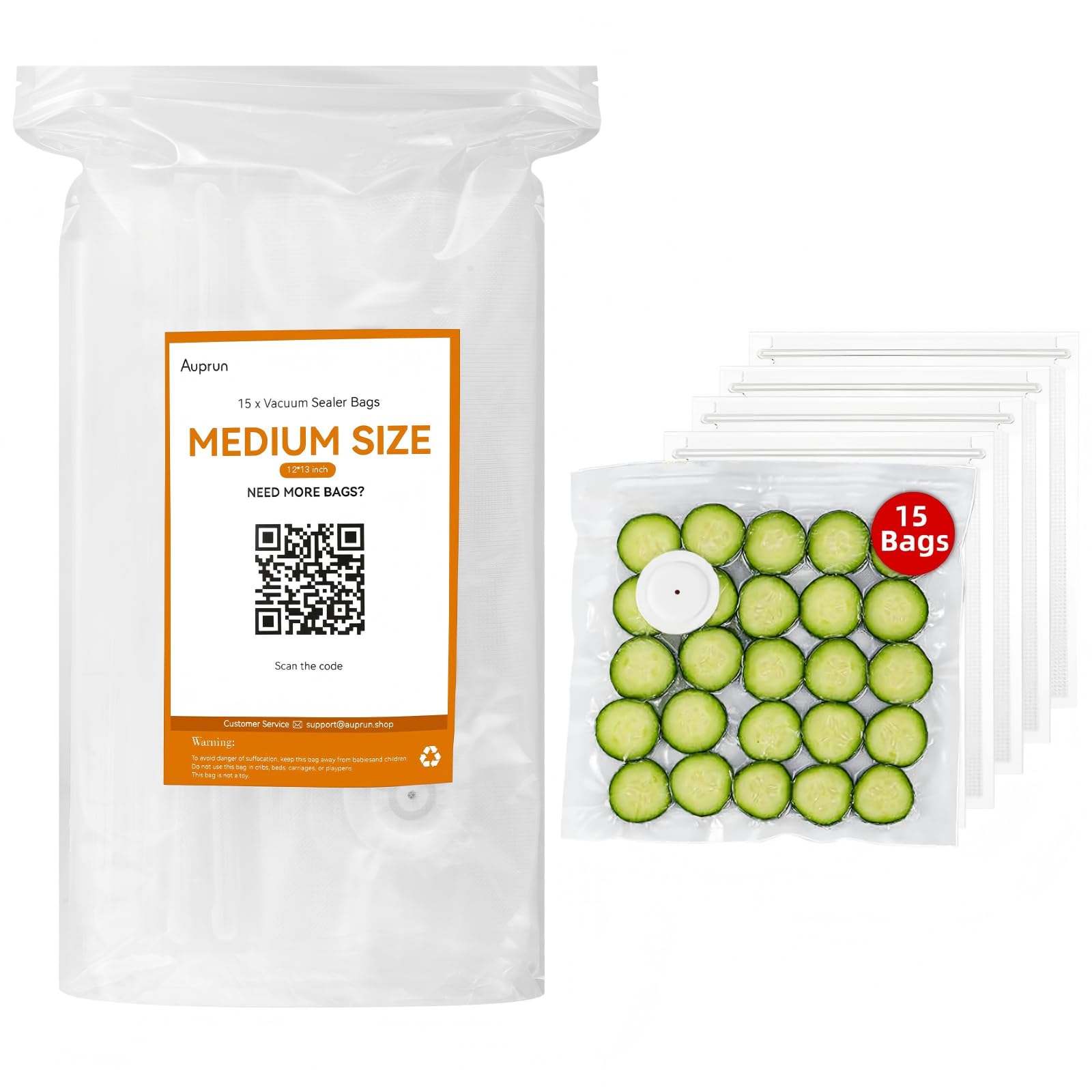 Photo 1 of 15 Pcs 12”x13” Reusable Vacuum Sealer Freezer Bags with Air Valve for Food Storage and Preservation, for Leftover Save, Meal Prep, Sous Vide Cook, Outdoor BBQ. BPA Free, Dishwasher Safe Microwavable