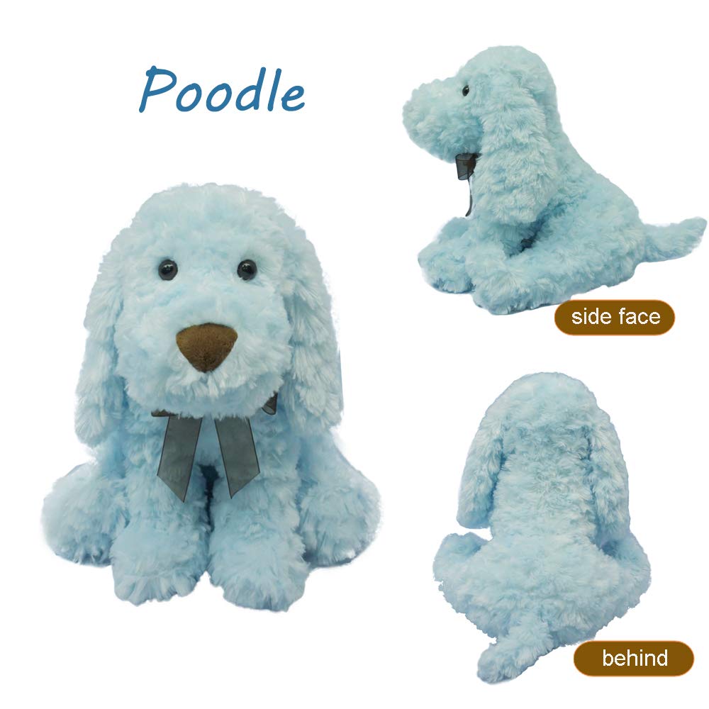 DORE Poodle Plush Animals Stuffed Dogs Flopsie Lovey Toy Light Blue Brown 11\'\'