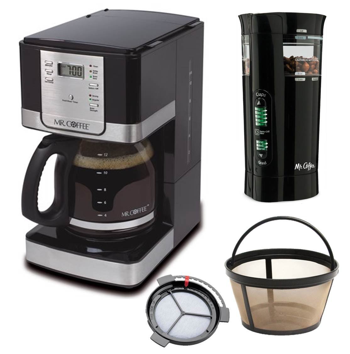 Mr. Coffee Programmable Coffee Maker and Bonus Grinder, 12 Cup Mr