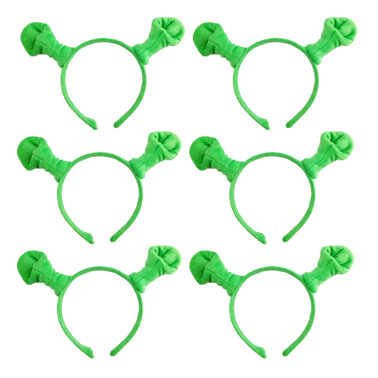 HAICN 6Pieces Green Ears Headband Plush Funny Makeup Hair Band Ogre Costume Headband Cute Dressing Up Ears for Halloween Cosplay Accessories