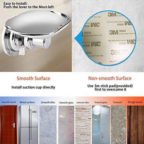 BOPai Elegant Suction Soap Dish,Powerful Vacuum Suction Cup Soap Holder,Bathroom Kitchen - Thumbnail 6