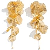 Flower Dangle Drop Earrings Long Dangle Earrings for Women Flower Dangle Earrings Long Tassel Earrings Chunky Statement Jewelry