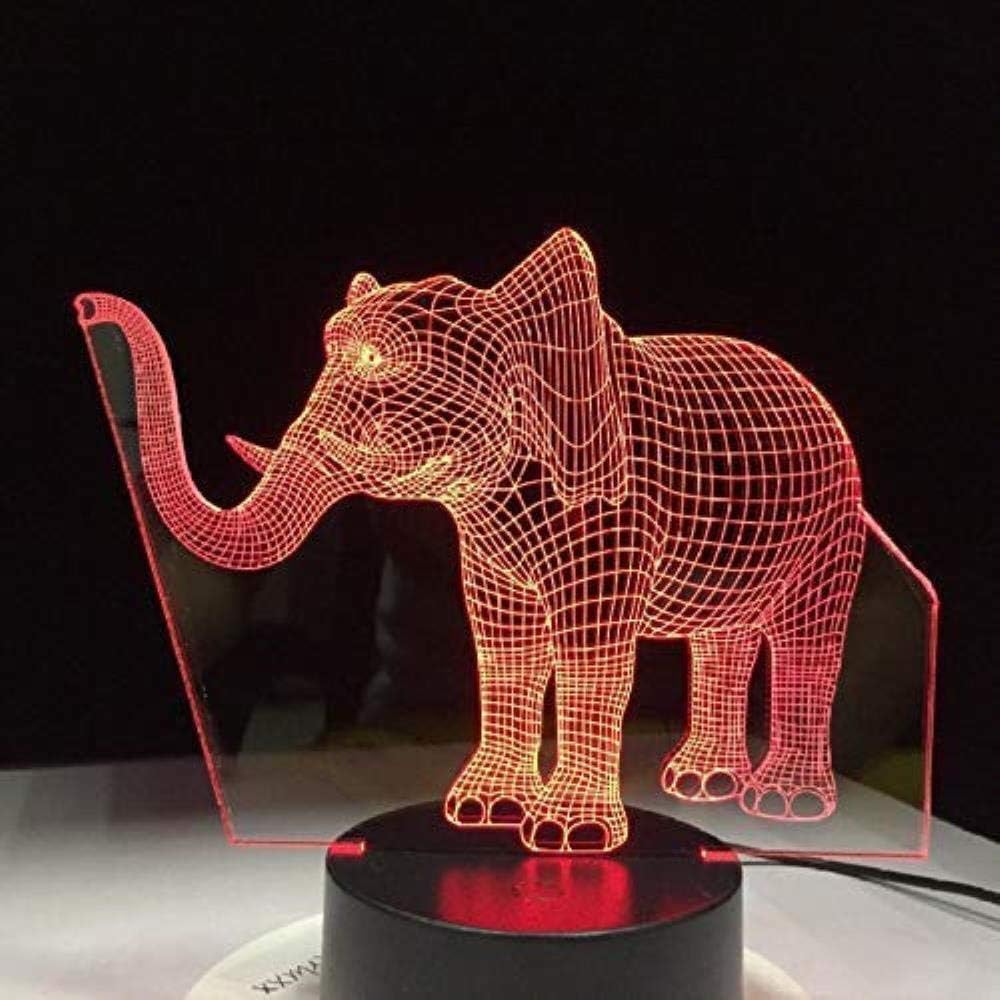 3D Night Light Lucky Elephant 7 Colors Change Night Lamp LED 3D Table Light for Bedroom Sleeping Lamp Home Decor Art Decor Kids Gift 3D Visual Illusion Lamp