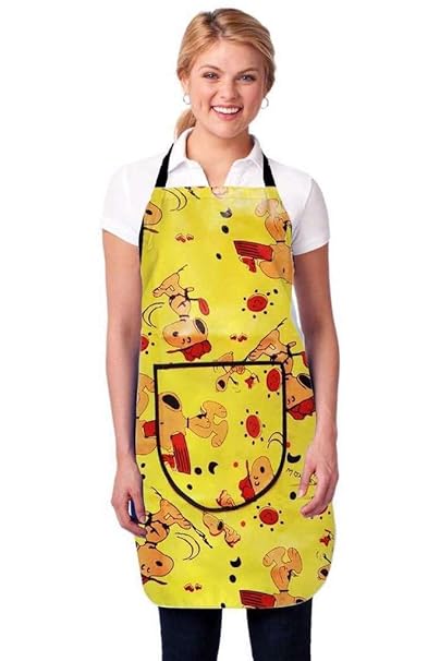 Super India Modern PVC Waterproof Kitchen Apron with Front Pocket, Yellow