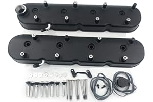 PATEYNEY GM LS Cast Aluminum Tall Valve Covers with Coil Mounts for LS1 LS2 LS3 LS6 5.3 6.0 (black)