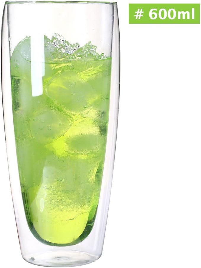 OYJJ Double Wall Insulated Glass Cup,Double Wall Coffee Mugs Glass Cup Container Beer Glassware Glass