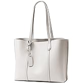PORRASSO Women's Tote Handbag - Large Fashion PU Leather Top-Handle Bag for Work, Travel & Shopping - White