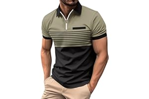 Daoucixia Mens Casual Polo Shirts Classic Short Sleeve Golf Shirt Fashion Half Zip Collared Shirts Summer Tennis Work T-Shirt