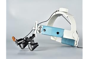 SONGZI OPTICS 2.5X 3X 3.5X Optional High Headband Binocular Dental Surgical Loupes with Dental Headlight Comes with a Yellow Flip-Over Filter (Magnification:3.5X, Working Distance :(440-540 mm) L)