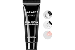 Makartt Solid Nail Glue Gel: Super Strong Nail Glue for Press On & Acrylic Nails, 3D Gel Nails Art Design, Long Lasting Clear Adhesive 15ML, UV Lamp Cured, Ideal for Home Salon DIY Use