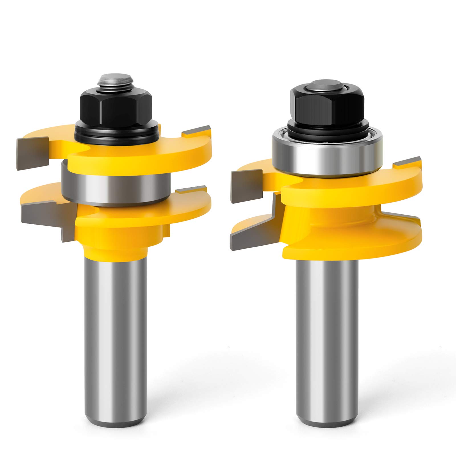 MEIGGTOOL Bevel 2PCS Bit Rail and Stile Router Bit Set 1/4-Inch Shank