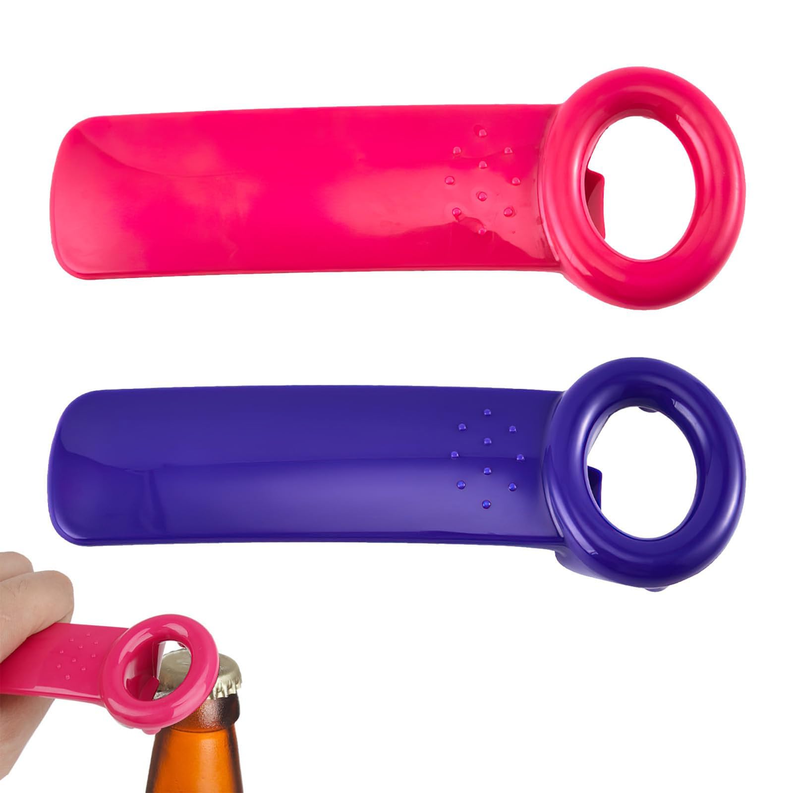 Jarkey Original Easy Jar Key Opener, 2PCS Can Lid Openers for Arthritis Hands Can Opener Arthritis Bottle Beer Open Tool Easy Jar Keys Grippers for Elderly Children Women (Rose, Purple)