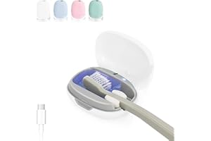 ELMWAY Toothbrush Holder, Toothbrush Cleaner Case, Portable USB Charging Toothbrush Cover with U V-C Light, Travel Toothbrush Holder