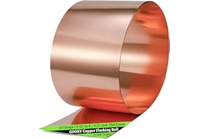 GOORY Copper Flashing 24 Gauge - 8in x 10ft 0.02"(0.51mm) Thickness Roof Flashing Roll - 99.95+% Pure Copper Sheet Metal ASTM B152 - Roofing Repair DIY Project Contractor Jewelry Crafts