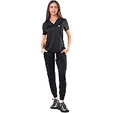 Meidiero Scrubs for Women - V-Neck Top & Stretchy Jogger Pants Scrubs Set with 5 Pockets