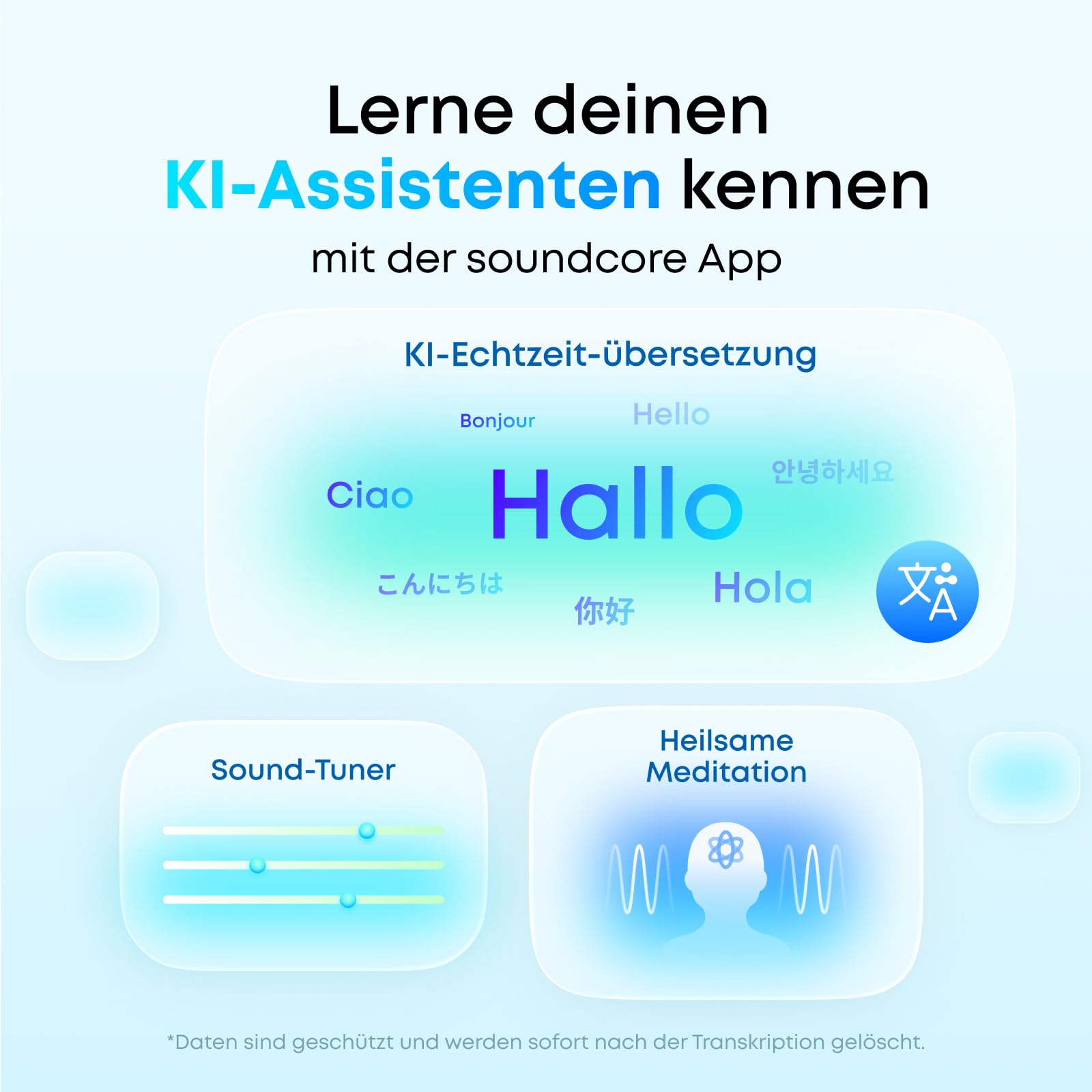 soundcore by Anker Space A40, Automatische Geräuschunterdrückung bis 98%, Kabellose Earbuds, 50h Wiedergabe, Hi-Res Sound, Bequemes Design, App Steuerung 7