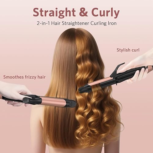 Dual Voltage Curling Iron 2-in-1 Curling Iron Inch,(100V~240V) Dual  Voltage Hair Straightener Travel Curling