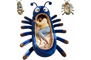 Hugging Caterpillar Sleeping Bags, Plush Cocoon Sleeping Bag with Pull Cord, Giant Plush Floor Lounger, Animal Sleeping Bags 