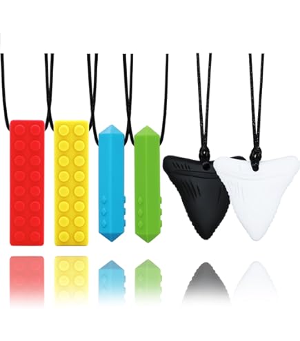 Panny & Mody Lot De 6 Colliers à Mâcher Sensoriels – Silicone Alimentaire, Aide à La Concentration, Cadeau Enfant Autisme 5 Ans+
