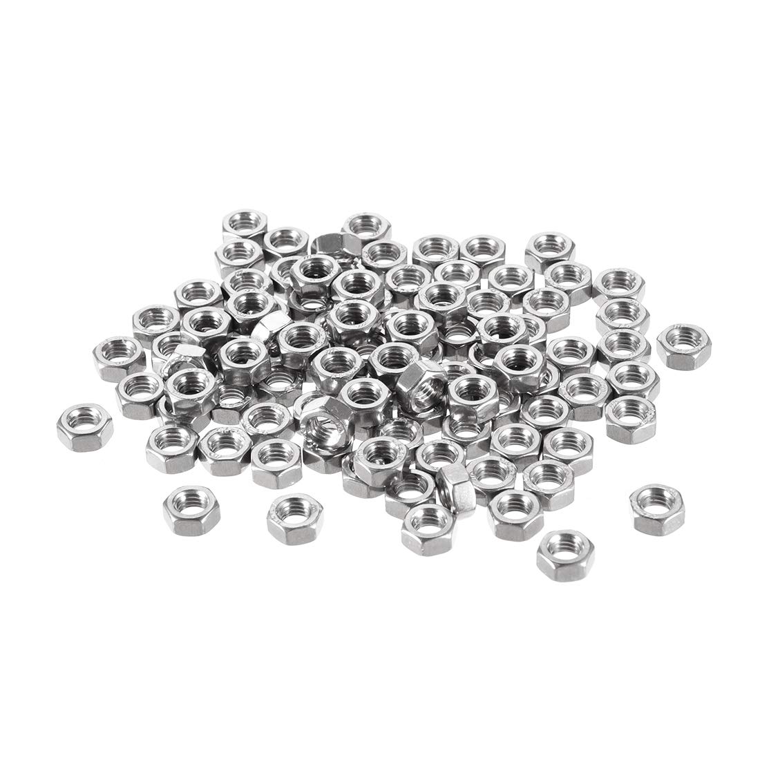sourcing map Hex Nuts, M5x0.8mm Metric Coarse Thread Hexagon Nut, Stainless Steel 304, Pack of 100