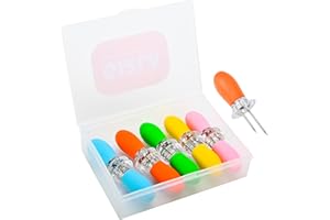 Girla Interlocking Corn on the Cob Holders Set - 5 Pairs (10 Pcs) Corn Cob Holders with Silicone Handles, Dishwasher Safe Cor