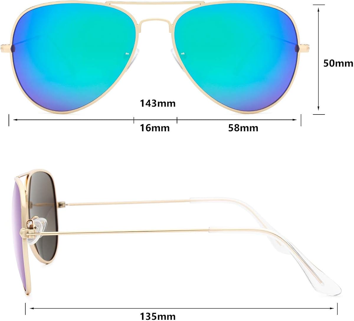 Livhò Sunglasses for Men Women Aviator Polarized Metal Mirror UV 400 Lens Protection: Shoes
