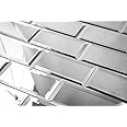 Diflart Beveled Mirror Backsplash Tiles for Kitchen, Silver Subway, 3x6 Inch, Mirror TIile for Bathroom Wall (40 Pcs,5 Sq.ft)