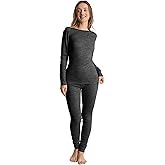 woolcano Women's 100% Merino Wool Base Layer Sets Lightweight Active Base Layer for Ski