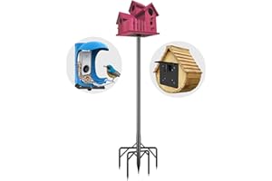 RINLAIN Bird Feeder Pole Kit, 79 Inch Bird House Pole for Outdoors Heavy Duty,5 Base Prongs Adjustable Birds Feeder Stand for House