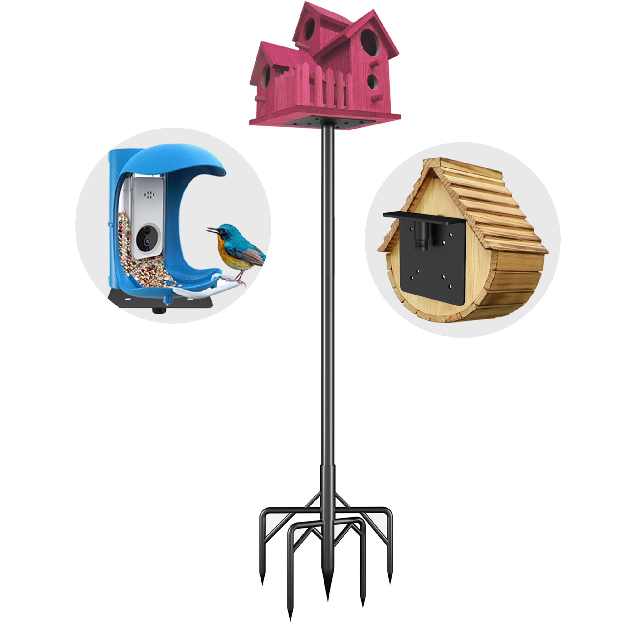 Photo 1 of Bird Feeder Pole Kit 110 Inch,Bird House Pole for Outdoors Heavy Duty,5 Base Prongs Adjustable Birds Feeder Stand for House
