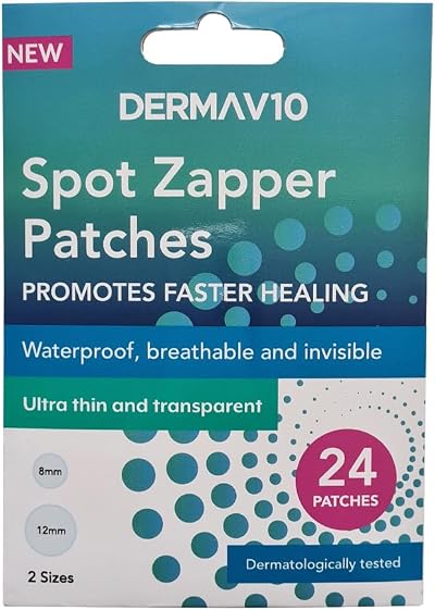 Derma V10 Spot Zapper Patches 24 Hydrocolloid Blemish Pimples Waterproof
