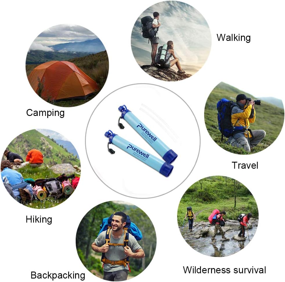 Purewell Outdoor Water Filter Personal Water Filtration Straw Emergency Survival Gear Water Purifier for Camping Hiking Climbing Backpacking : Sports & Outdoors