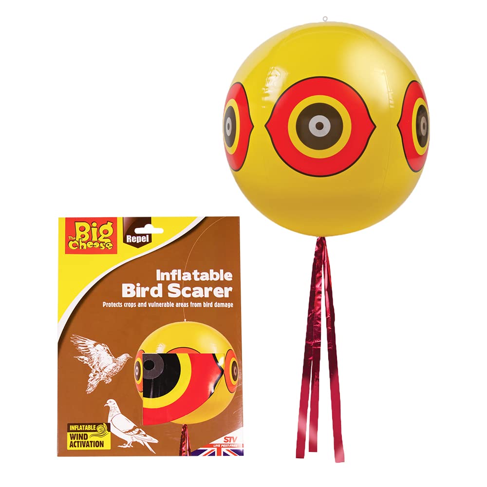 The Big Cheese Inflatable Eyeball Bird Scarer, Wind Activated Bird Deterrent, Yellow, 29 cm x 1.7 cm x 20 cm