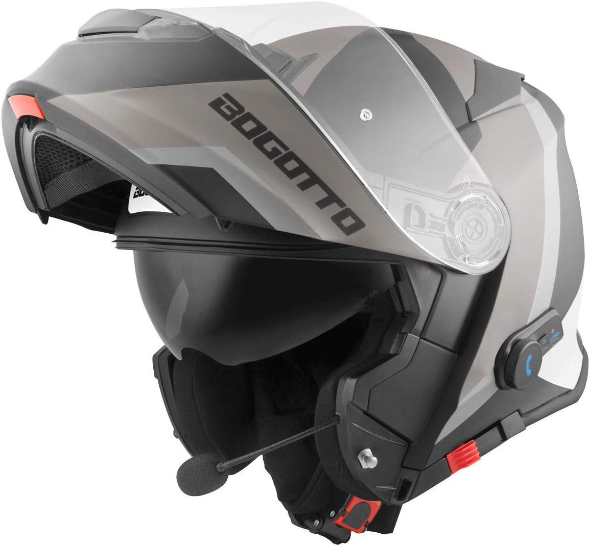 Bogotto V271 BT Zabu Bluetooth Klapphelm Schwarz Matt/Grau XS: Amazon.de: Auto