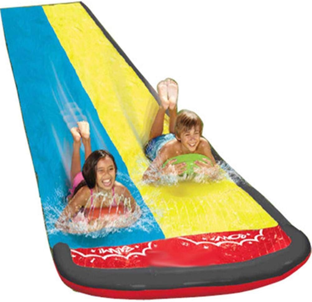Riosupply Water Slide Pool, Inflatable Kids Water Slide Pool Water Slide Splash Pool Summer Toys Children Water Slide Garden Racing Double Water Slide Spray Summer Toy for Outdoors Long
