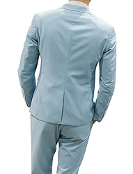 MOGU Mens Slim Fit 3 Piece Suit Blazer Jacket Pants