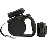 Zonana Retractable Dog Leash,16ft One Button Break & Lock,With a LED Flashlight & Garbage Bags,Black