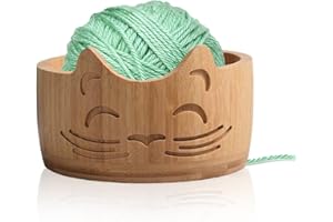 Hinourisha Wood Yarn Bowl, Yarn Bowls for Crochet, Yarn Knitting Bowl, Crochet Yarn Holder Bowl, 6.7inch Yarn Knitting Bowl f