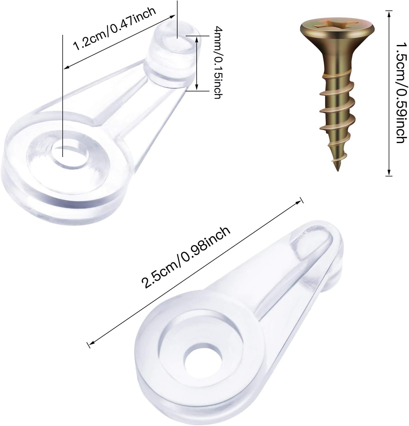 50 Pack Glass Retainer Clips Kit, Glass Clips 4 mm Glass Clip with Screws for Fixing