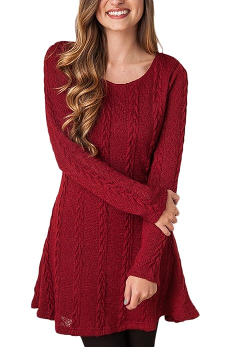 Cable Knit Slim Sweater Dress 