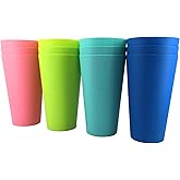YUYUHUA 32-ounce Plastic Tumblers Reusable Dishwasher Safe BPA Free Set of 12 Multicolor Large Drinking Cups