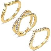 JOLAMT Stackable Gold Rings for Women Non Tarnish Dainty 14K Gold Plated Stacking Cubic Zirconia Thumb Ring Set Trendy Statement Wedding Bands Engagement Rings for Women Size 5 6 7 8 9 10 11